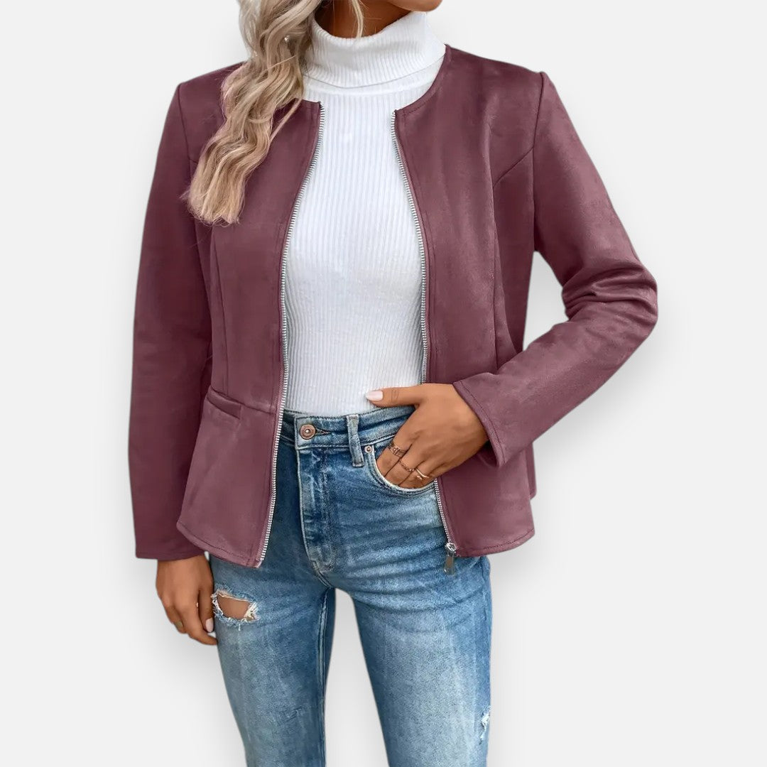 Mivora London | Women’s Soft-Touch Crew Jacket – Effortless Warmth