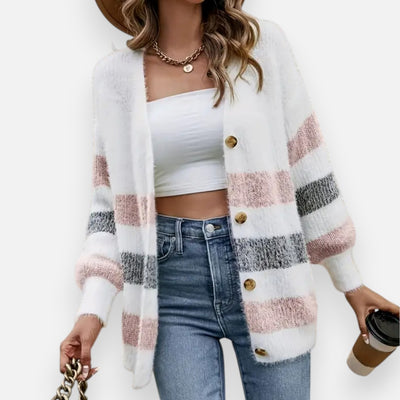 Mivora London | Women’s Colour-Block Knit Cardigan – Comfortable Everyday Wear