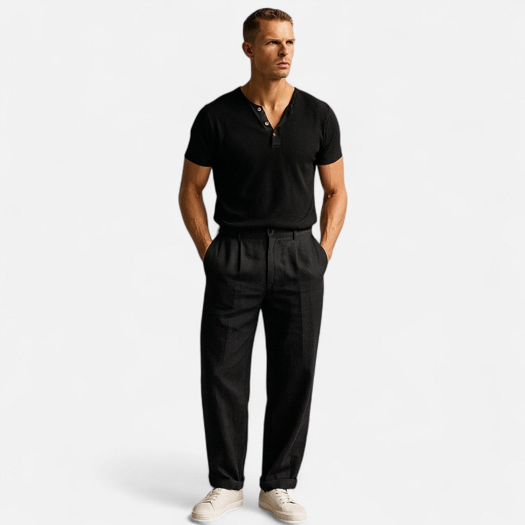 Mivora London | Men’s Casual Lightweight Summer Trousers With Elastic Waistband