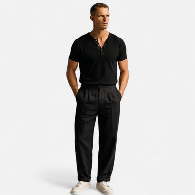 Mivora London | Men’s Casual Lightweight Summer Trousers With Elastic Waistband