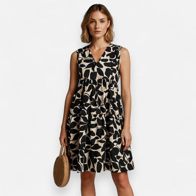 Mivora London | Women's Leaf Print Sleeveless Summer Dress