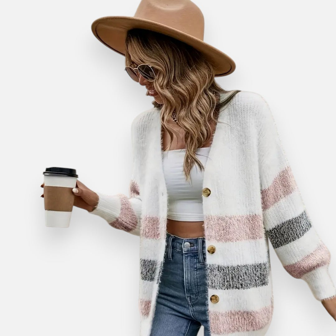 Mivora London | Women’s Colour-Block Knit Cardigan – Comfortable Everyday Wear