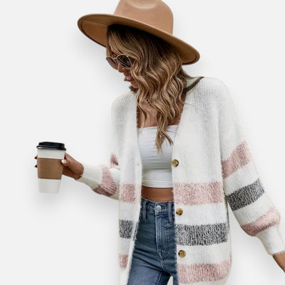 Mivora London | Women’s Colour-Block Knit Cardigan – Comfortable Everyday Wear