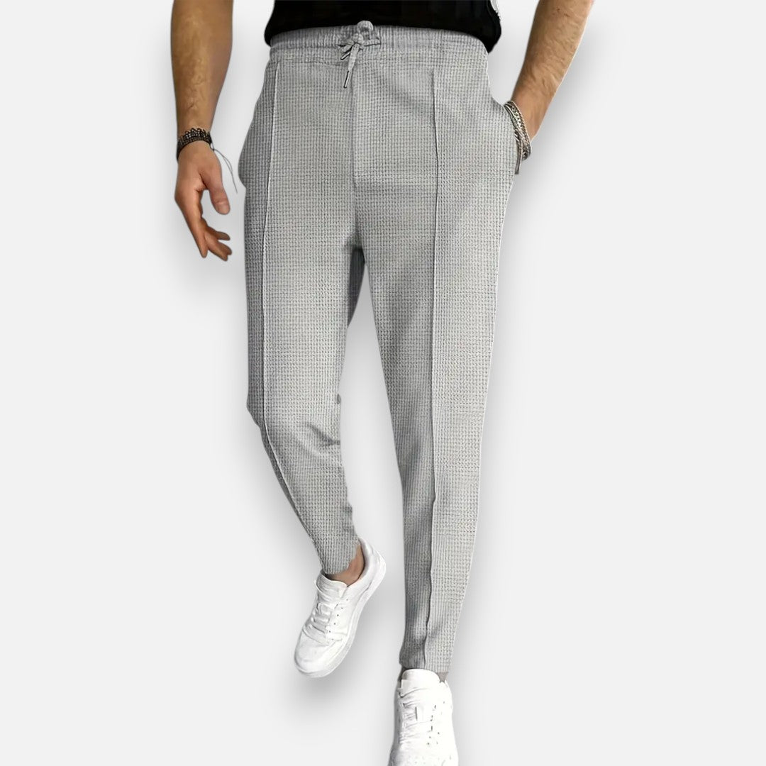 Mivora London | Men’s Waffle Knit Jogger Trousers – Slight Stretch Casual Wear