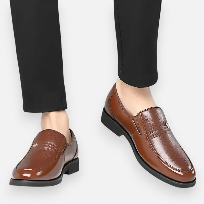 Mivora London | Men's Slip-On Dress Shoes - Black Round Toe with Rubber Sole