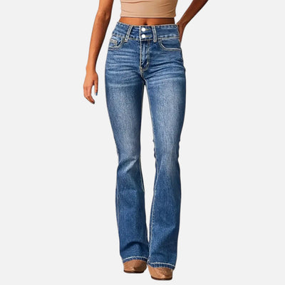 Mivora London | Women’s High-Waist Flared Trousers – Elongated Silhouette & Effortless Grace