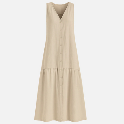 Mivora London | Elegant V-Neck Midi Dress With Flowy Silhouette