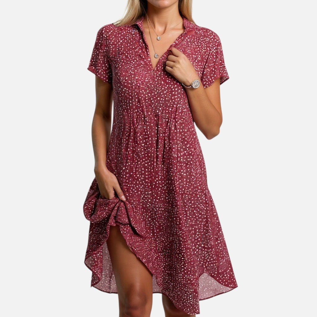 Mivora London | Women's Soft V-Neck Midi Dress – Lightweight & Flowy Fit