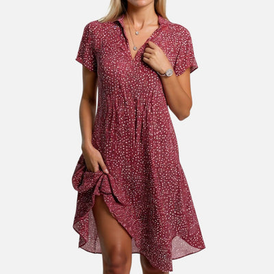 Mivora London | Women's Soft V-Neck Midi Dress – Lightweight & Flowy Fit