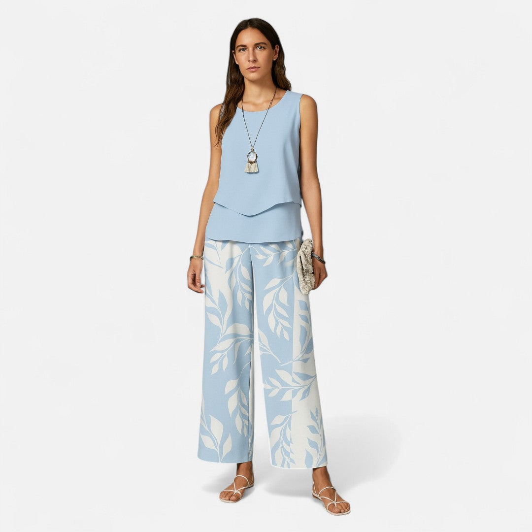 Mivora London | Women’s 2-Piece Sleeveless Top and Wide Leg Trousers Set