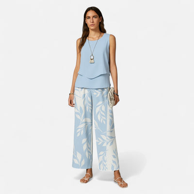 Mivora London | Women’s 2-Piece Sleeveless Top and Wide Leg Trousers Set