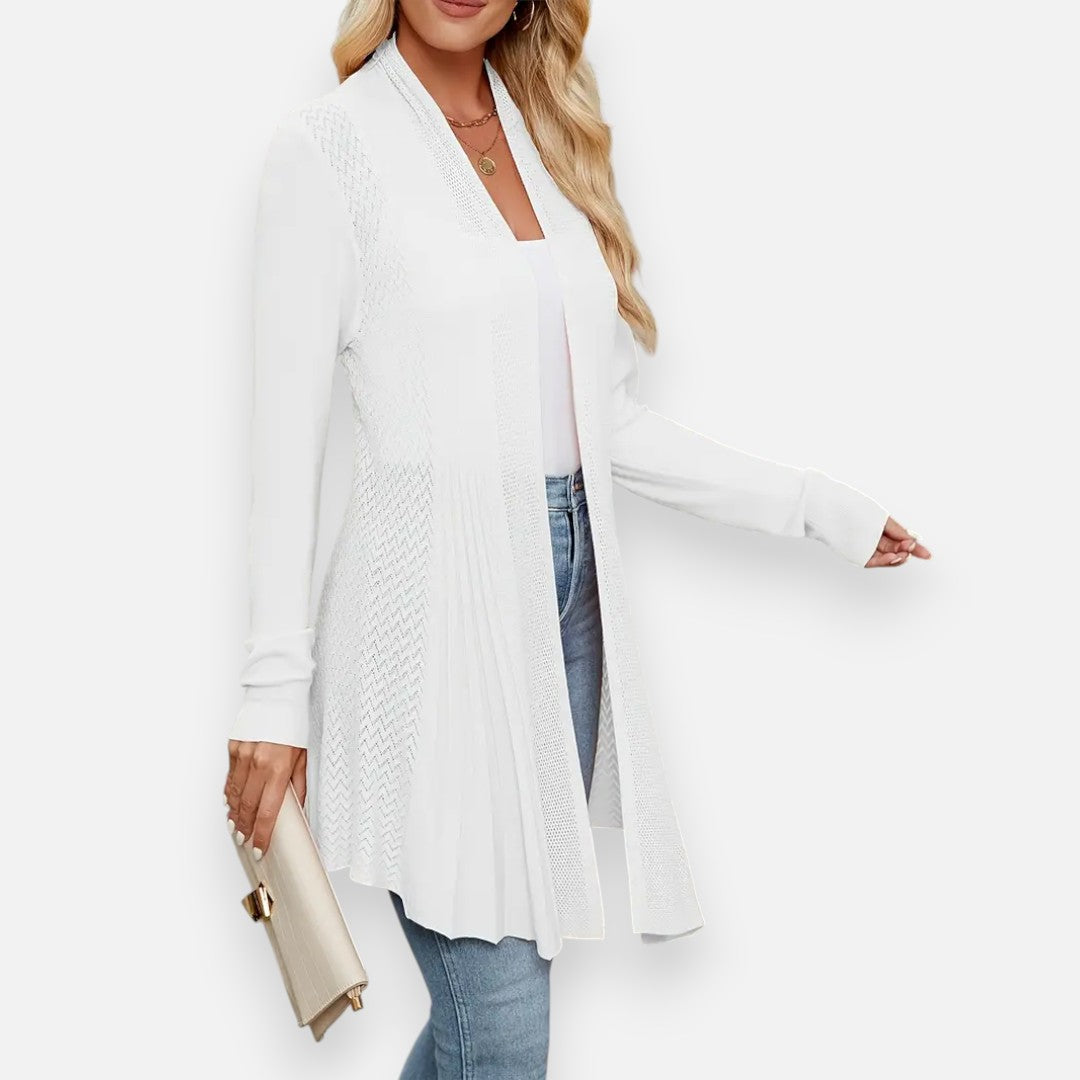 Mivora London | Women’s Pointelle Knit Cardigan – Delicate Elegance