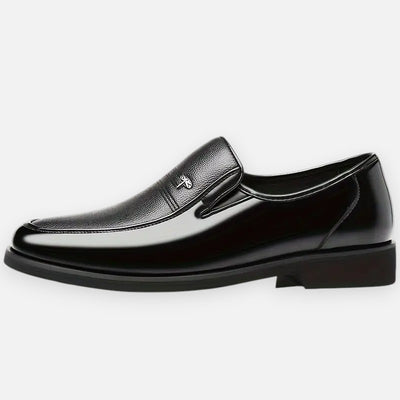 Mivora London | Men's Slip-On Dress Shoes - Black Round Toe with Rubber Sole