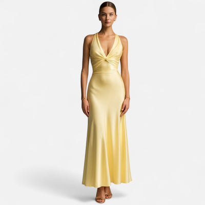 Mivora London | Sleeveless Halter Neck Evening Dress