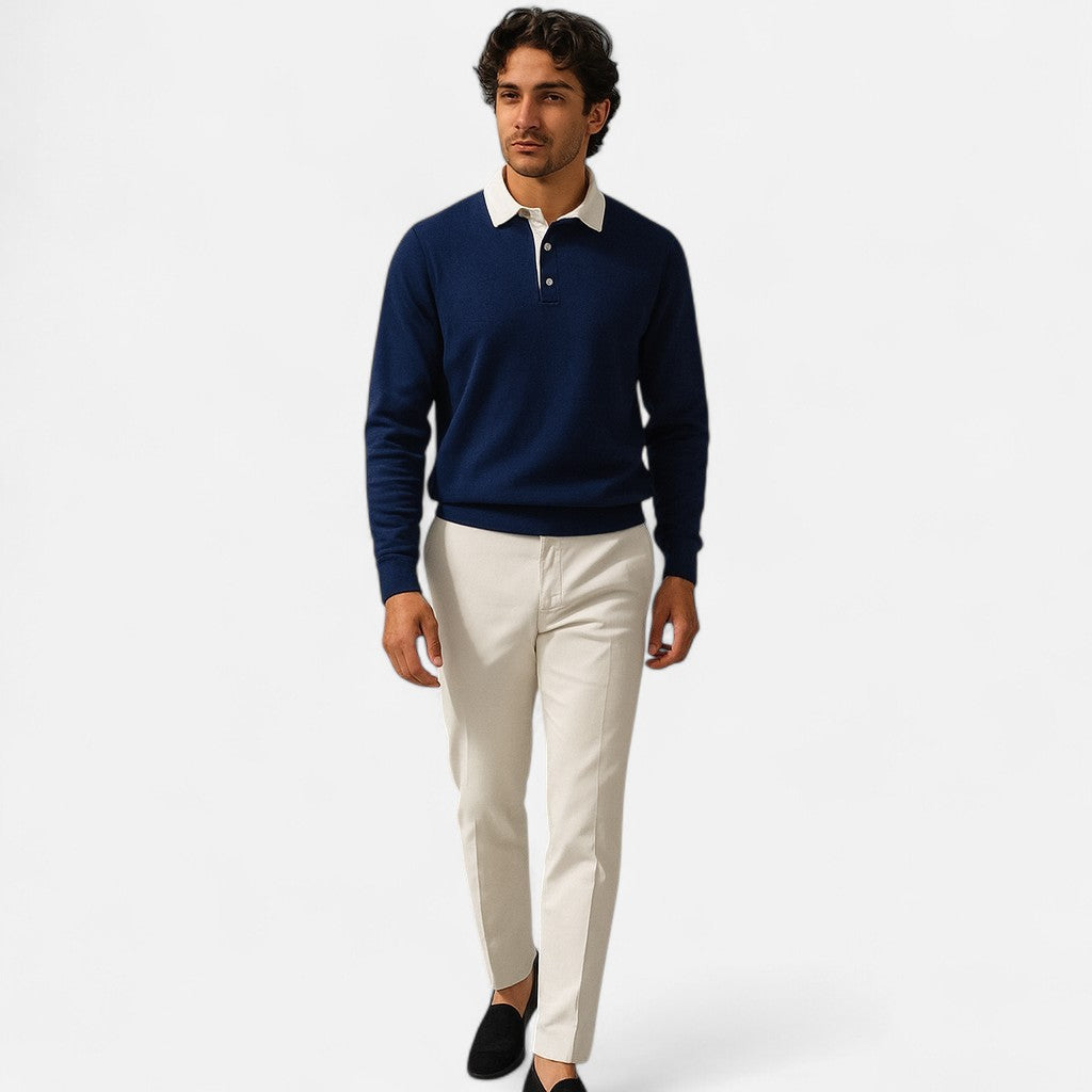 Mivora London | Men’s Silky-Soft Long-Sleeve Polo