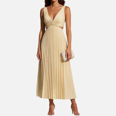 Mivora London | Women's Elegant Twist-Front Midi Dress With Flattering Silhouette