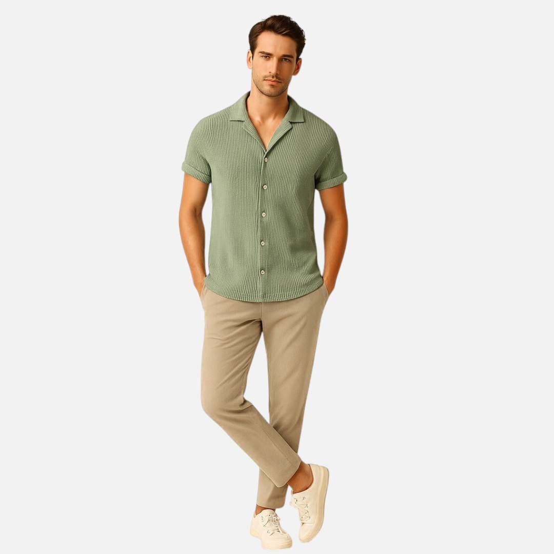 Mivora London | Men’s Relaxed Fit Waffle Shirt For Casual Everyday Style