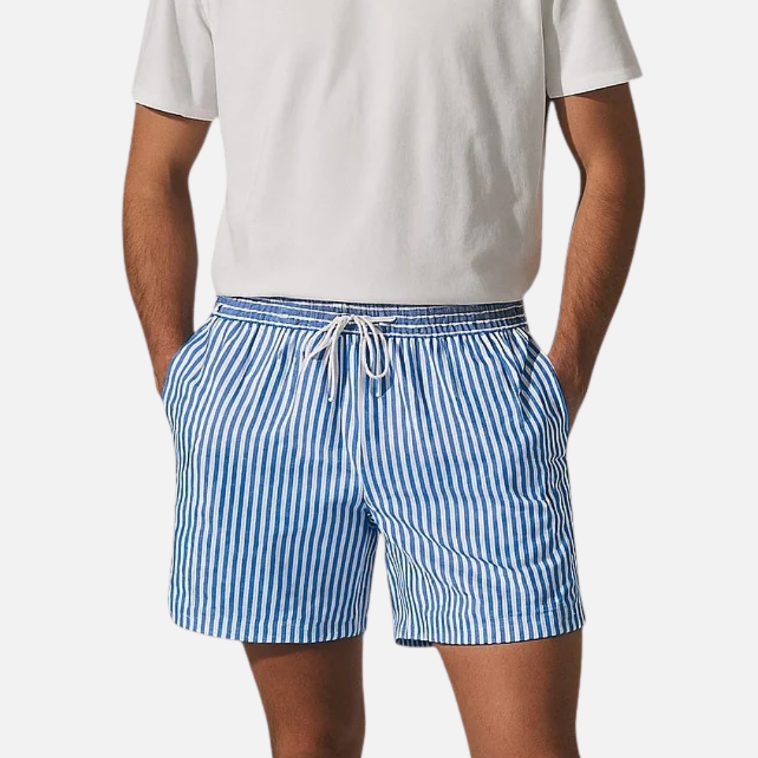 Mivora London | Men’s Quick-Dry Striped Swim Shorts With Adjustable Waistband
