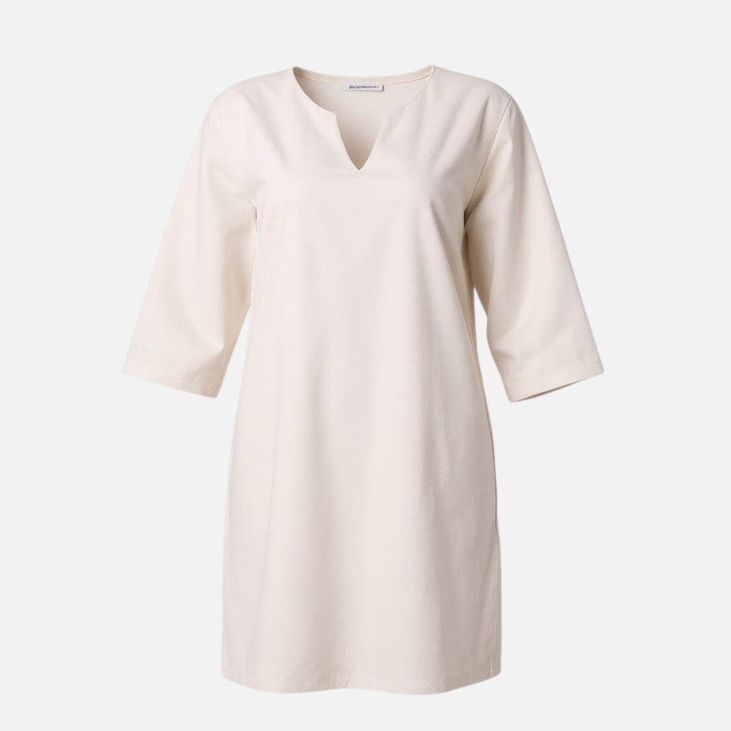 Mivora London | Women's Elegant V-Neck Midi Dress with 3/4 Sleeves
