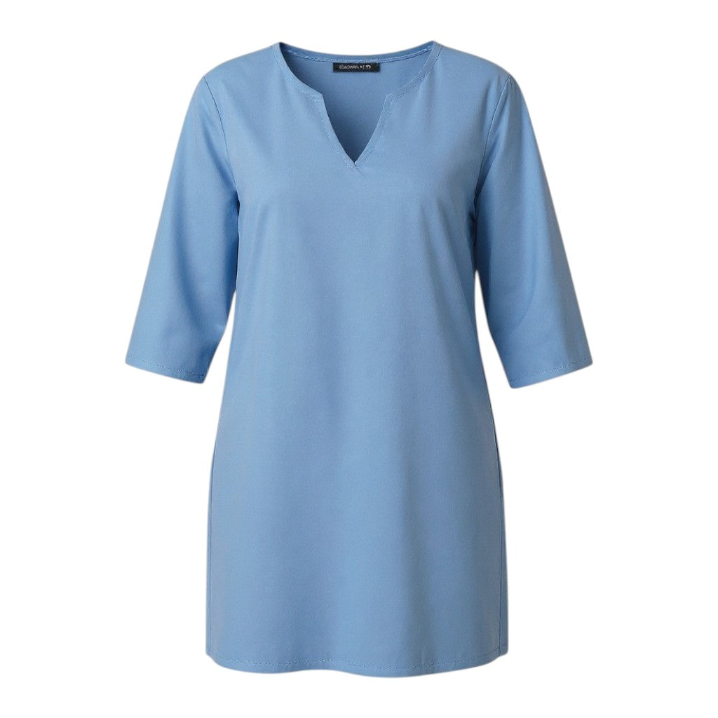 Mivora London | Women's Elegant V-Neck Midi Dress with 3/4 Sleeves