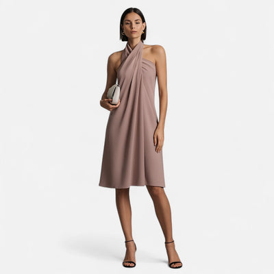 Mivora London | Women's Elegant Halter Mini Dress With Flowy Silhouette