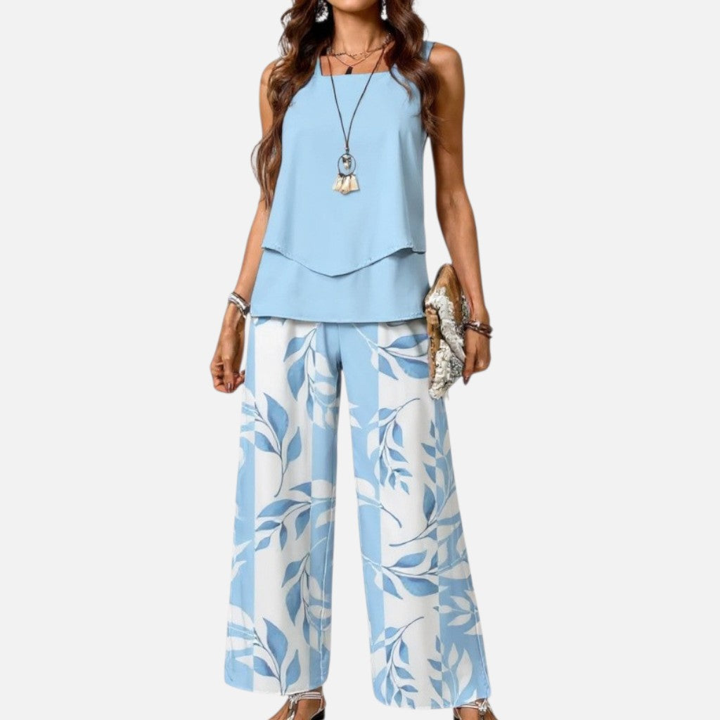 Mivora London | Women’s 2-Piece Sleeveless Top and Wide Leg Trousers Set