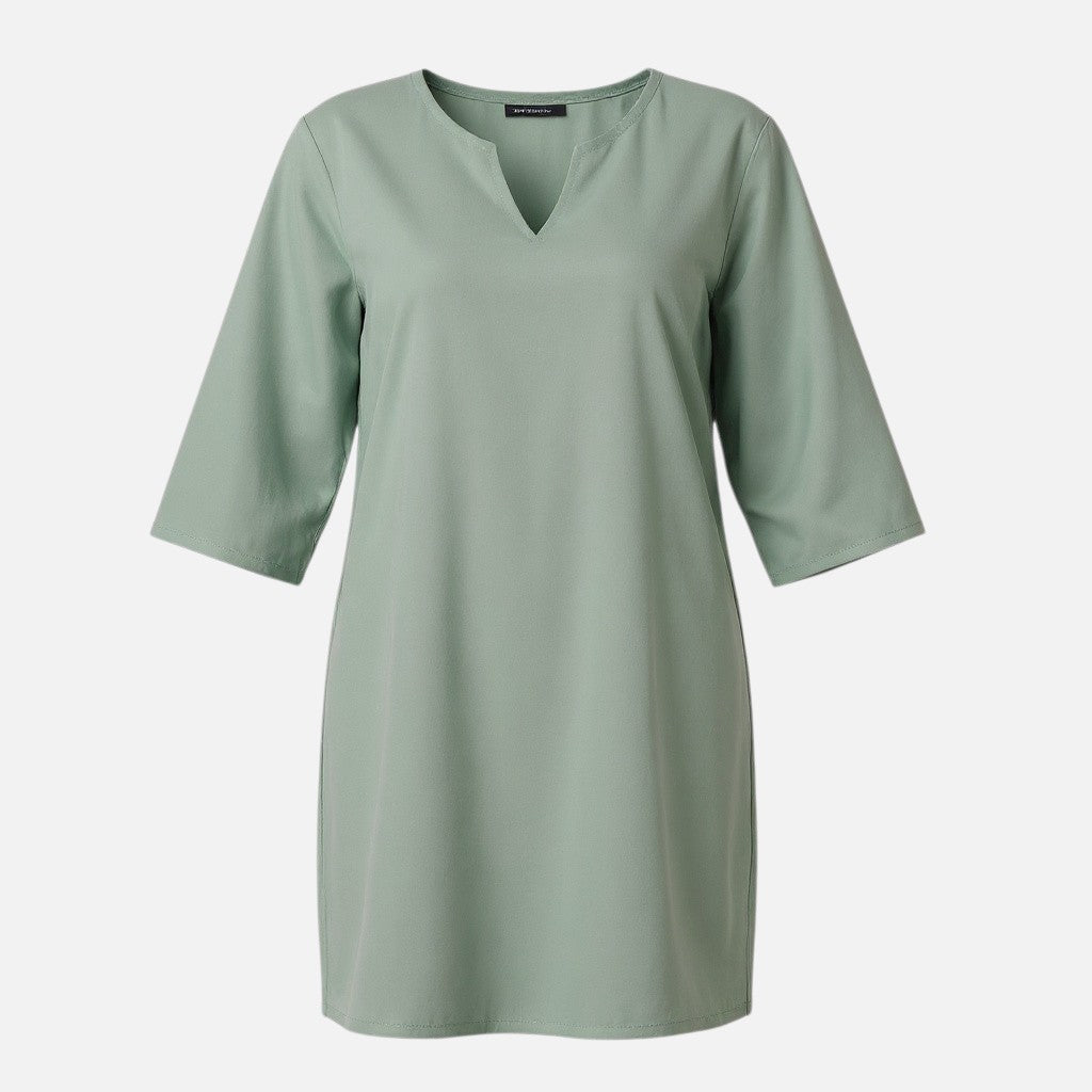 Mivora London | Women's Elegant V-Neck Midi Dress with 3/4 Sleeves