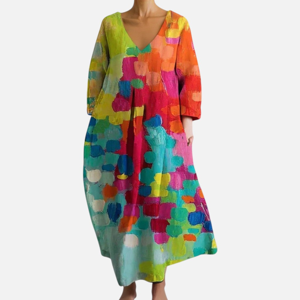 Mivora London | Women's Colorful Printed Flowy Midi Dress