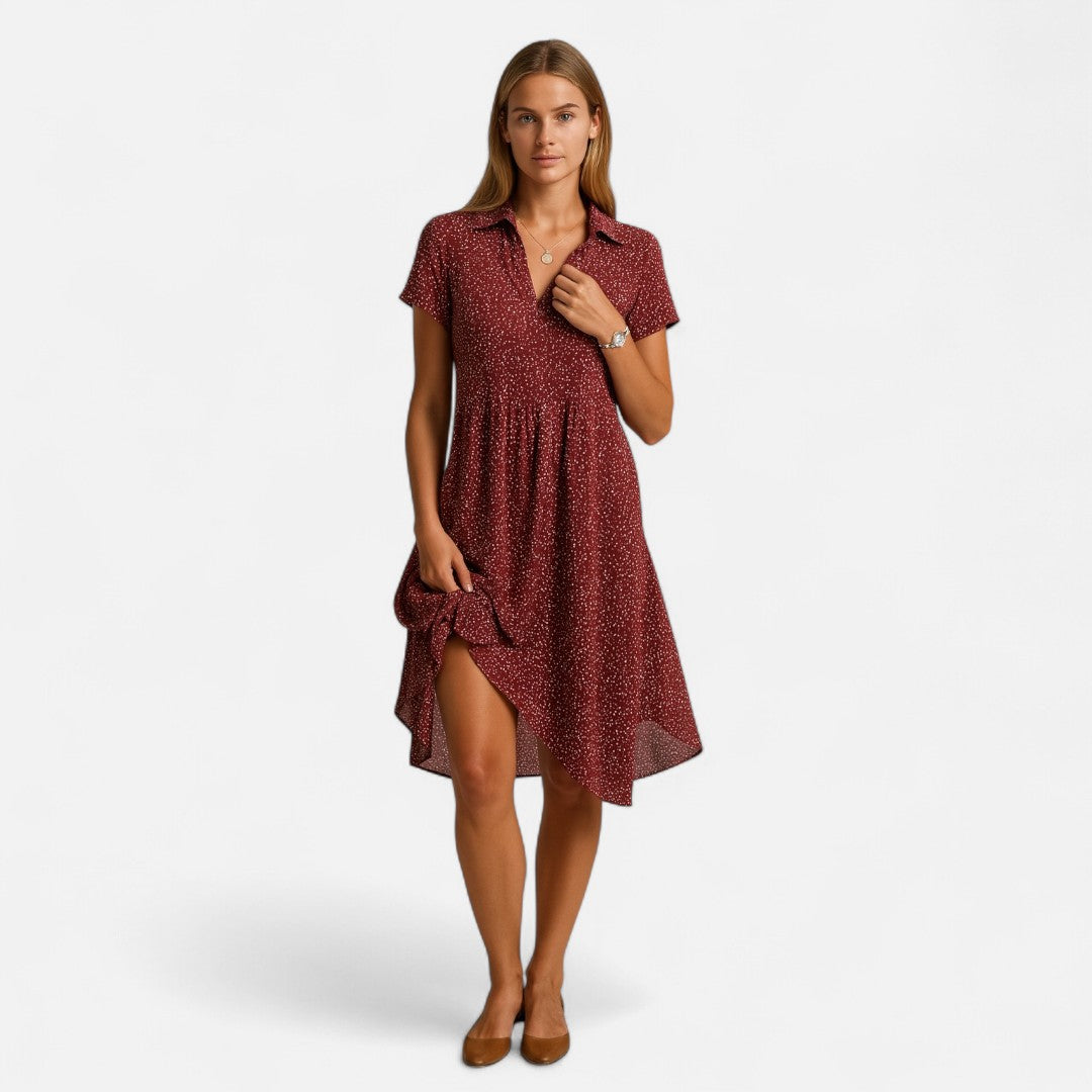 Mivora London | Women's Soft V-Neck Midi Dress – Lightweight & Flowy Fit