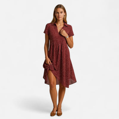 Mivora London | Women's Soft V-Neck Midi Dress – Lightweight & Flowy Fit