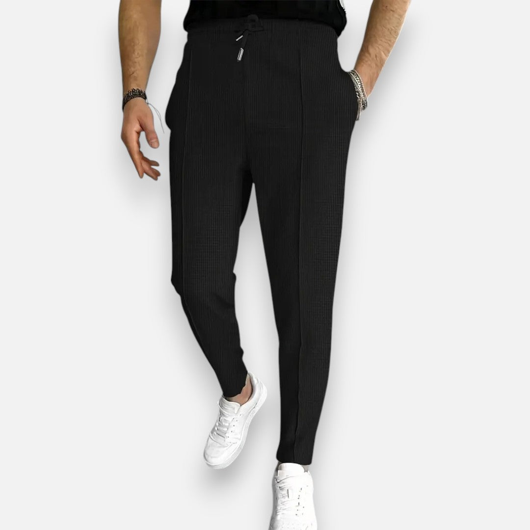 Mivora London | Men’s Waffle Knit Jogger Trousers – Slight Stretch Casual Wear