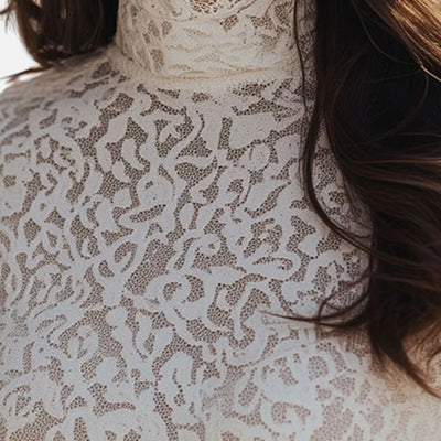 Mivora London | Women’s High-Neck Floral Lace Blouse – Elegant Fit