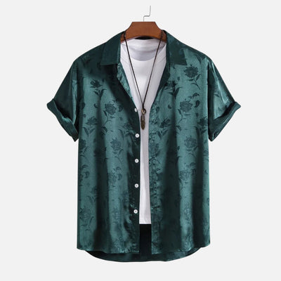 Mivora London | Men’s Relaxed-Fit Floral Shirt in Midnight Rose