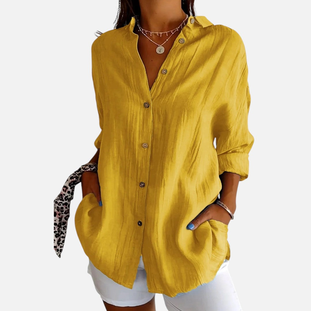 Mivora London | Women's Classic Button-Down Shirt With Long Sleeves