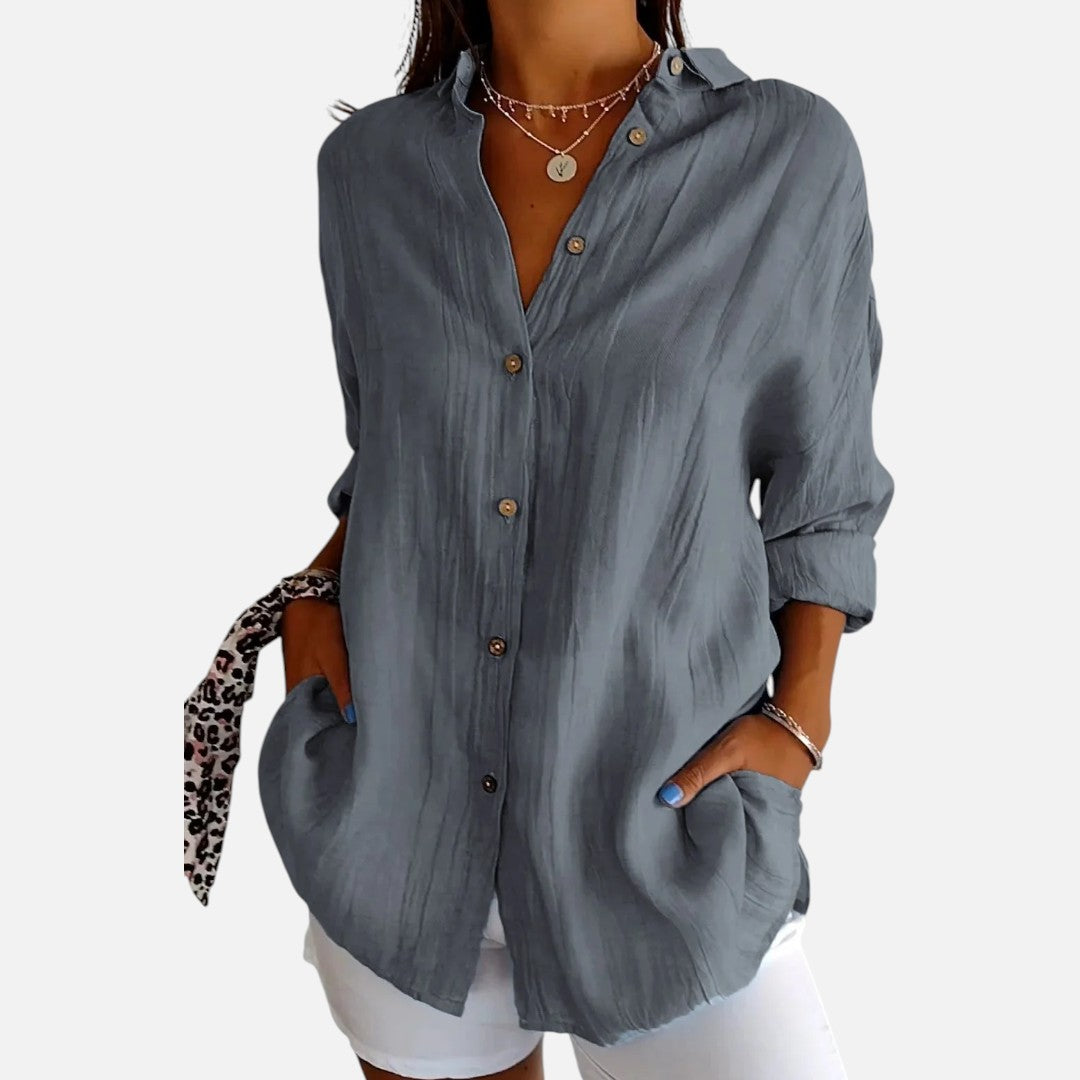 Mivora London | Women's Classic Button-Down Shirt With Long Sleeves