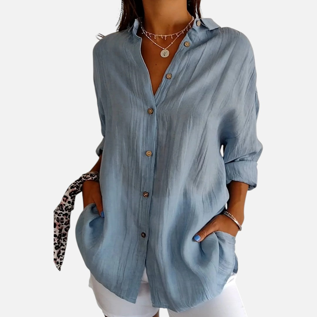 Mivora London | Women's Classic Button-Down Shirt With Long Sleeves