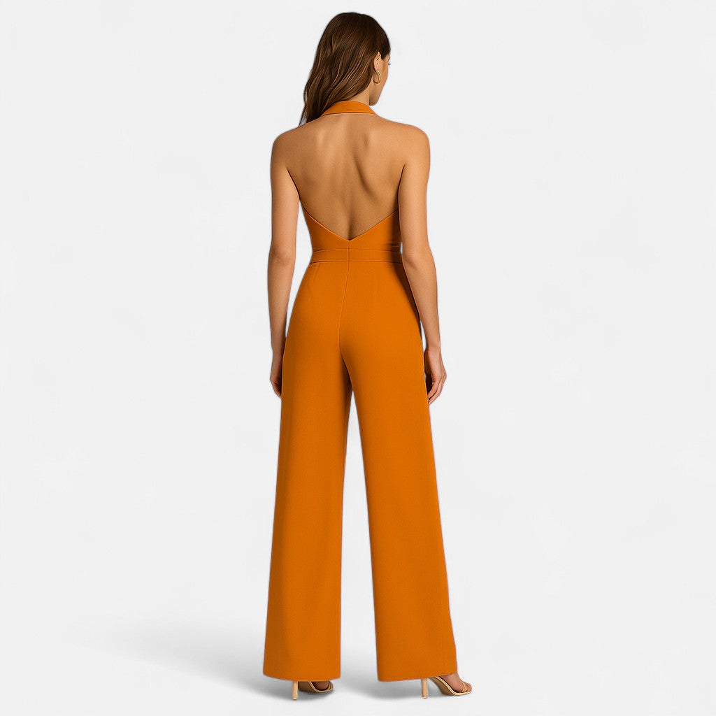 Mivora London |  Women’s Sleeveless Deep V‑Neck Jumpsuit