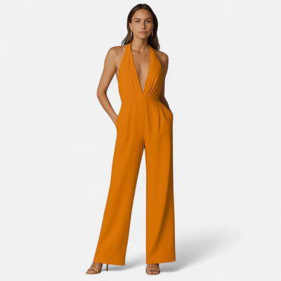 Mivora London |  Women’s Sleeveless Deep V‑Neck Jumpsuit