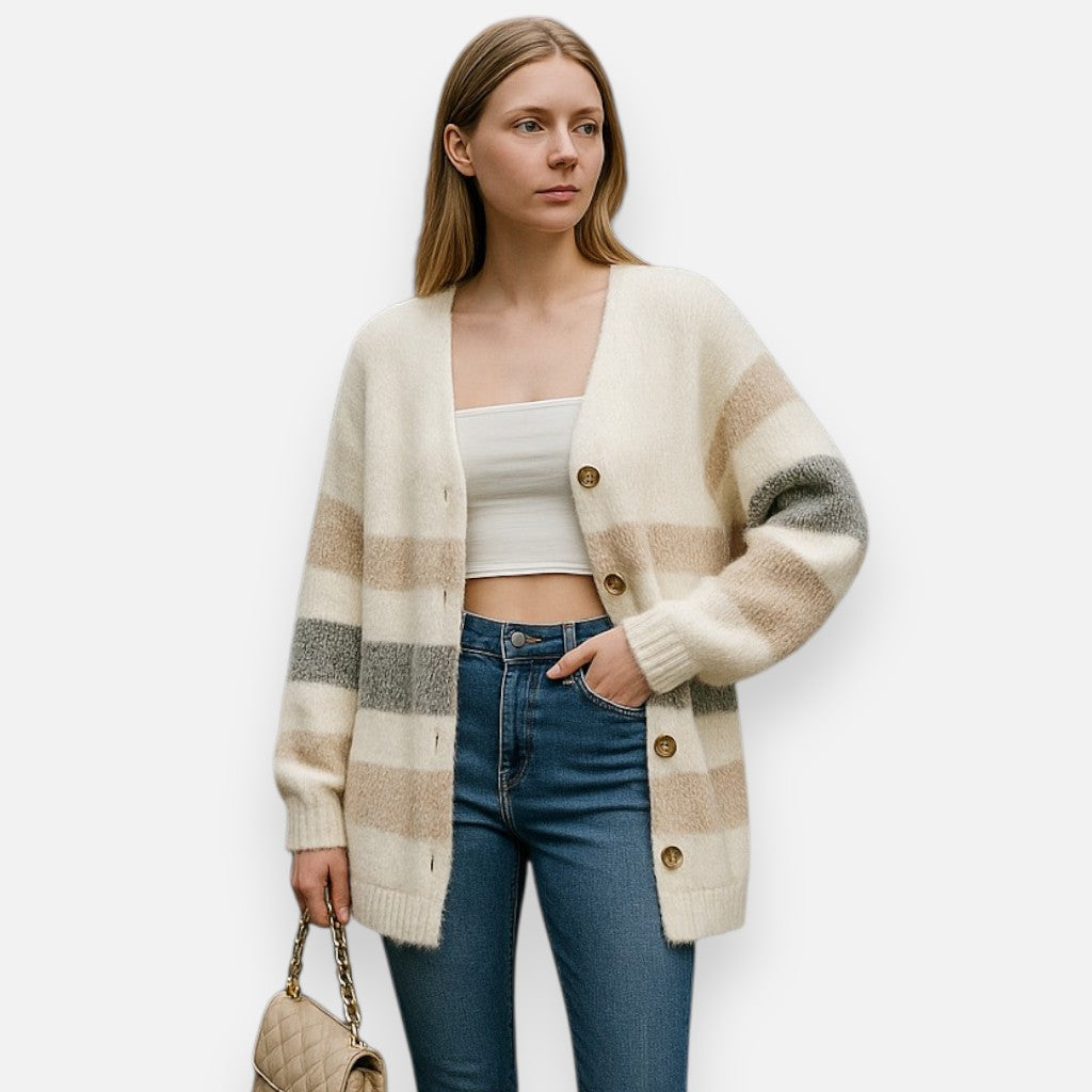 Mivora London | Women’s Colour-Block Knit Cardigan – Comfortable Everyday Wear
