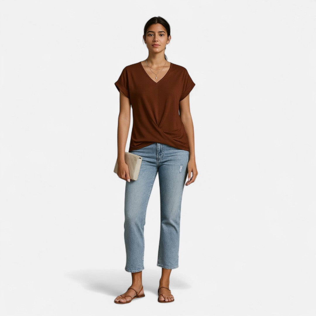 Mivora London | Women’s Lightweight Short-Sleeve Blouse – Relaxed Fit