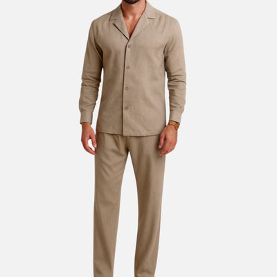 Mivora London | Men’s Lightweight Lounge Set With Breathable Long-Sleeve Shirt & Trousers