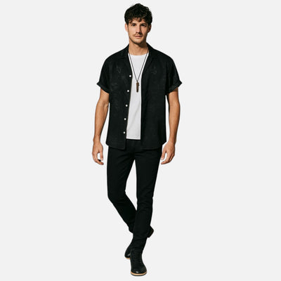 Mivora London | Men’s Relaxed-Fit Floral Shirt in Midnight Rose