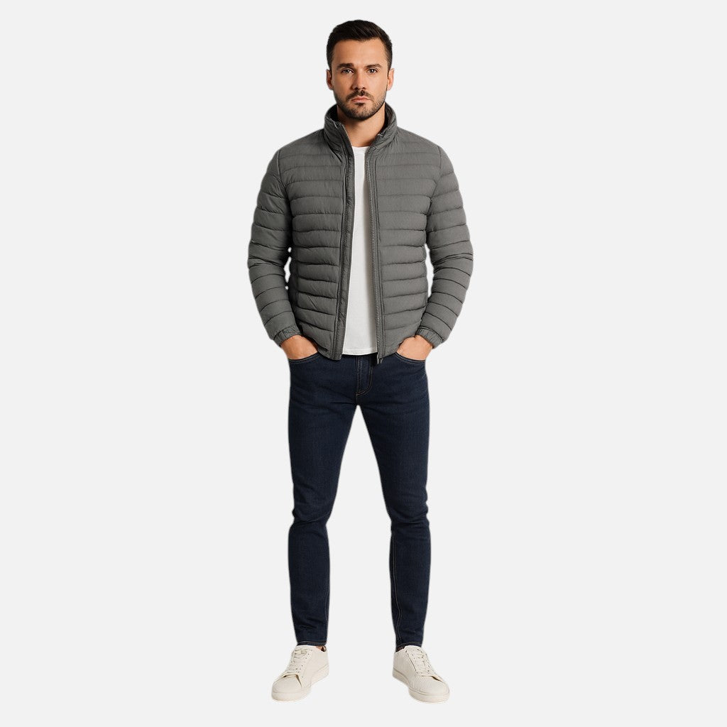Mivora London | Men’s Quilted Puffer Jacket With Stand Collar