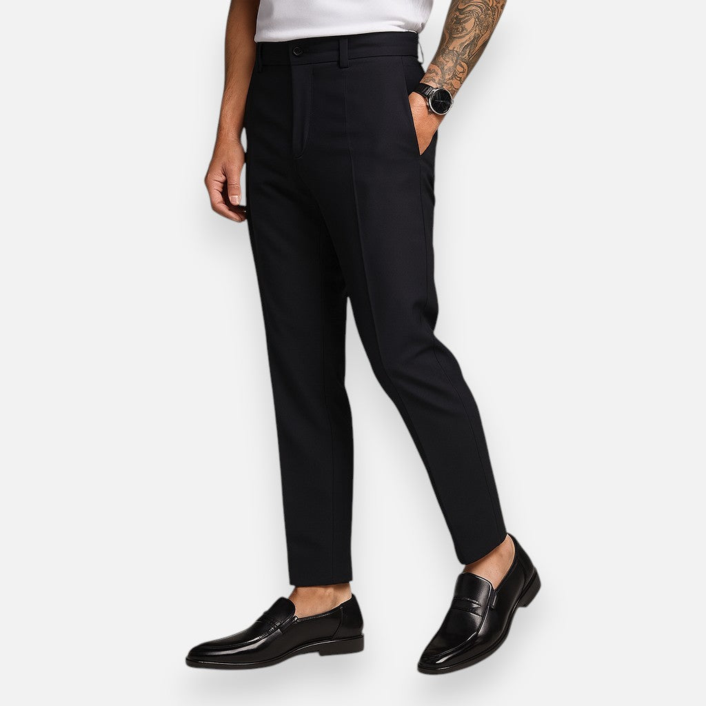 Mivora London | Men's Slip-On Dress Shoes - Black Round Toe with Rubber Sole