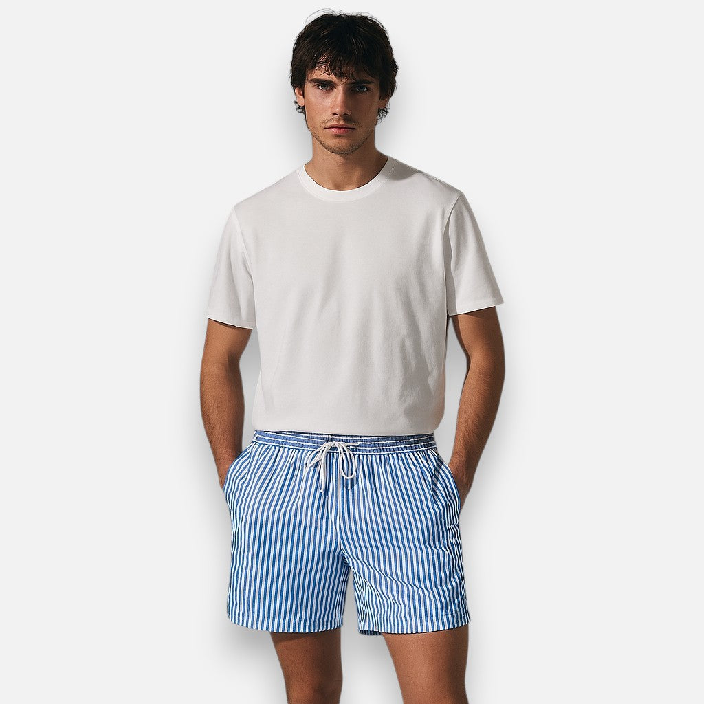 Mivora London | Men’s Quick-Dry Striped Swim Shorts With Adjustable Waistband