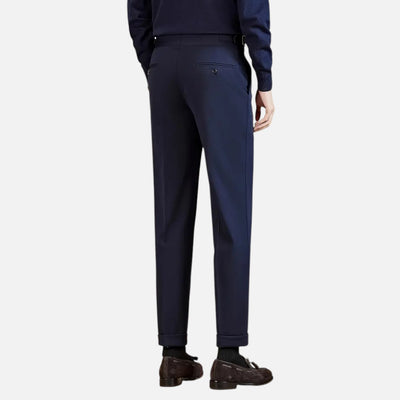 Mivora London | Men’s High‑Waist Tailored Trousers With Pleated Front & Adjustable Buckle