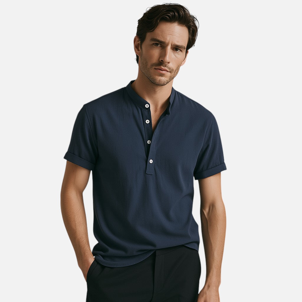 Mivora London | Men’s Slim Fit Short-Sleeve Shirt With Button Closure
