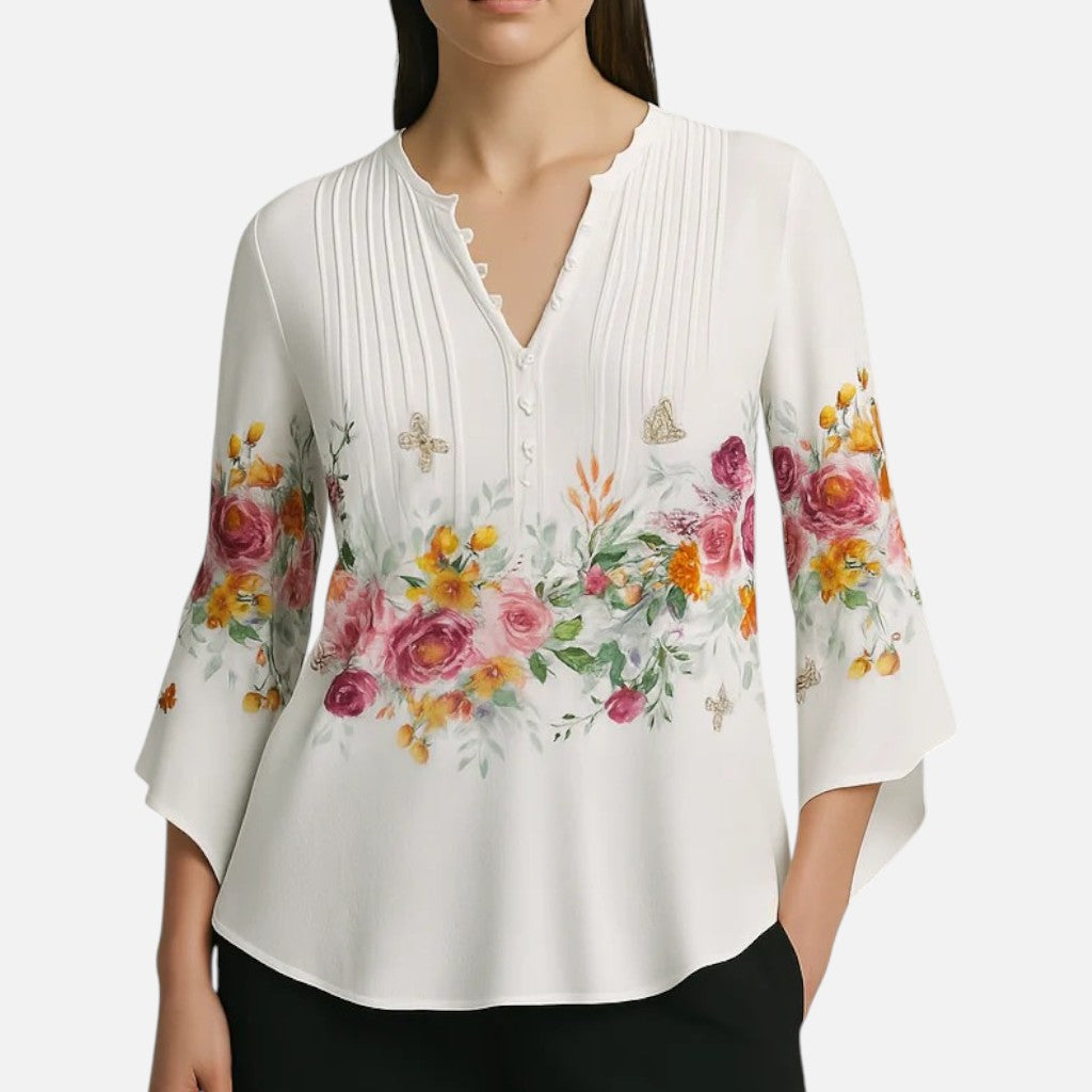 Mivora London | Women's Floral Long Sleeve Blouse – Lightweight Elegant Fit