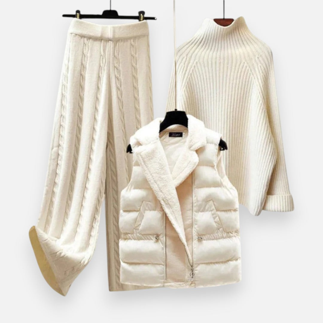 Mivora London | Women’s Elegant 3-Piece Ensemble with Sweater, Vest, and Trousers