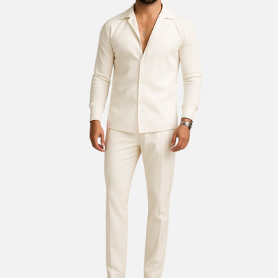 Mivora London | Men’s Lightweight Lounge Set With Breathable Long-Sleeve Shirt & Trousers